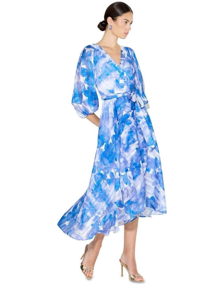 Salina Sapphire Print Dress in Blue image 3