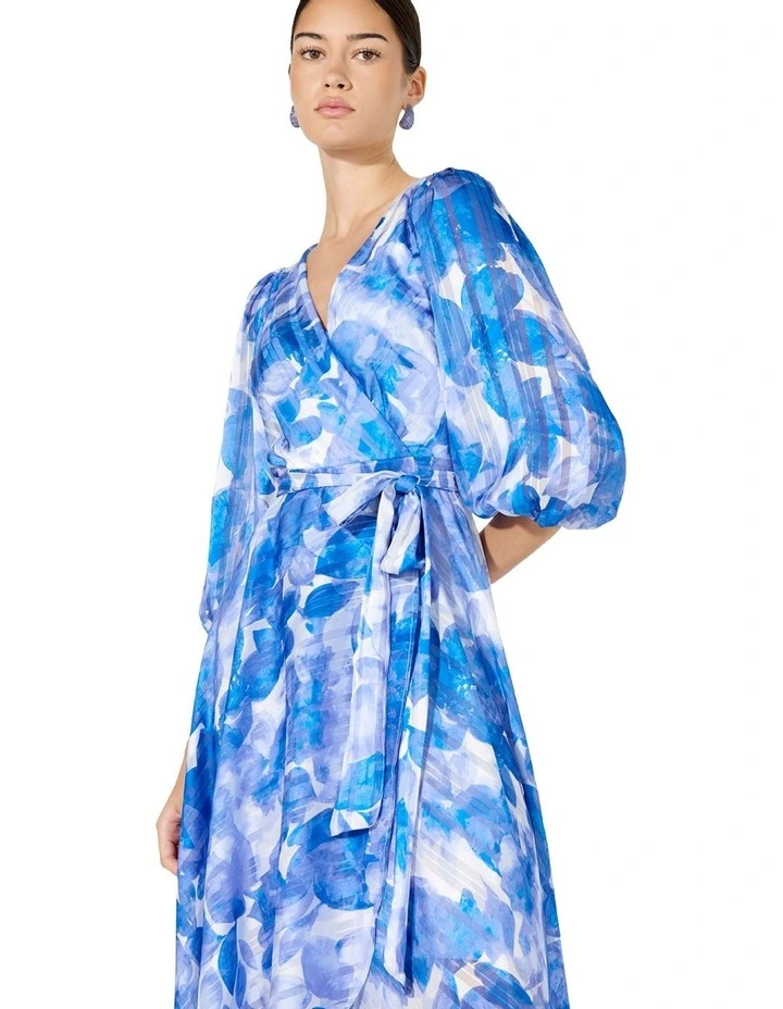 Salina Sapphire Print Dress in Blue image 4