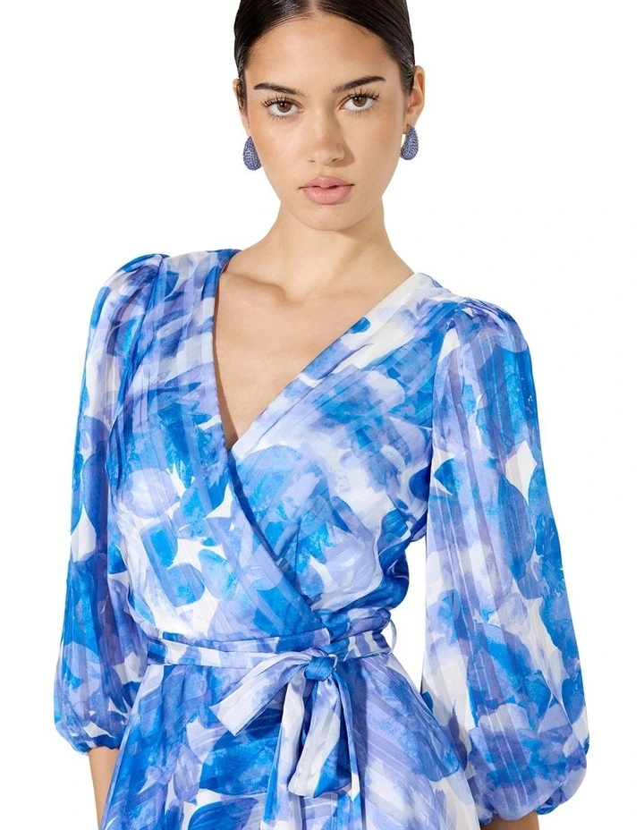 Salina Sapphire Print Dress in Blue image 6