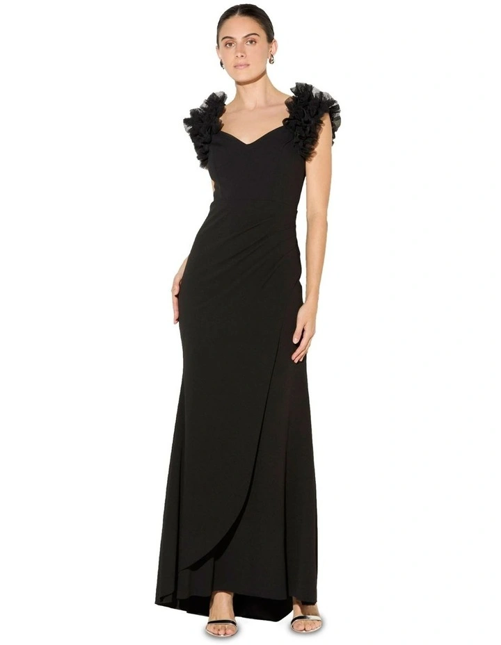 Beau Ruffle Detail Gown in Black image 1