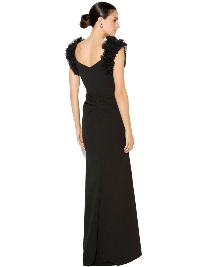 Beau Ruffle Detail Gown in Black image 2