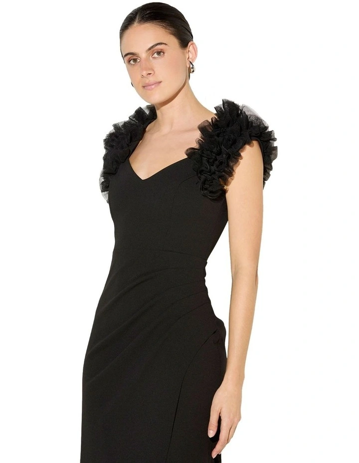 Beau Ruffle Detail Gown in Black image 3