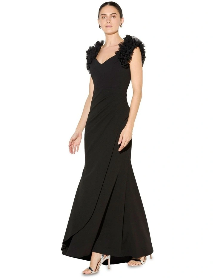Beau Ruffle Detail Gown in Black image 4
