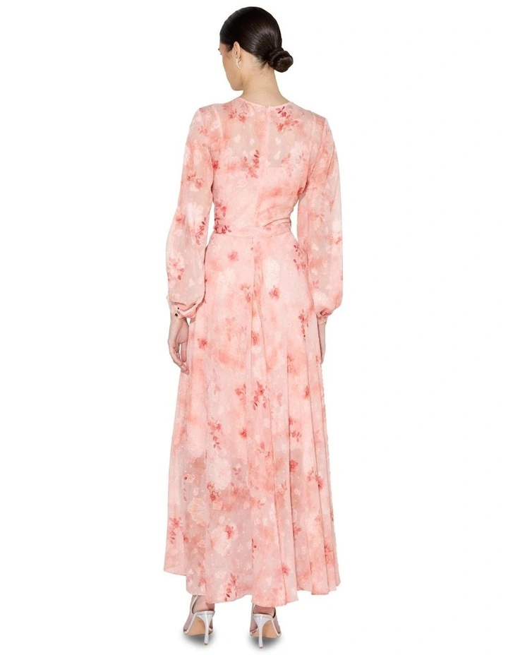 Keira Printed Maxi Dress in Coral image 2