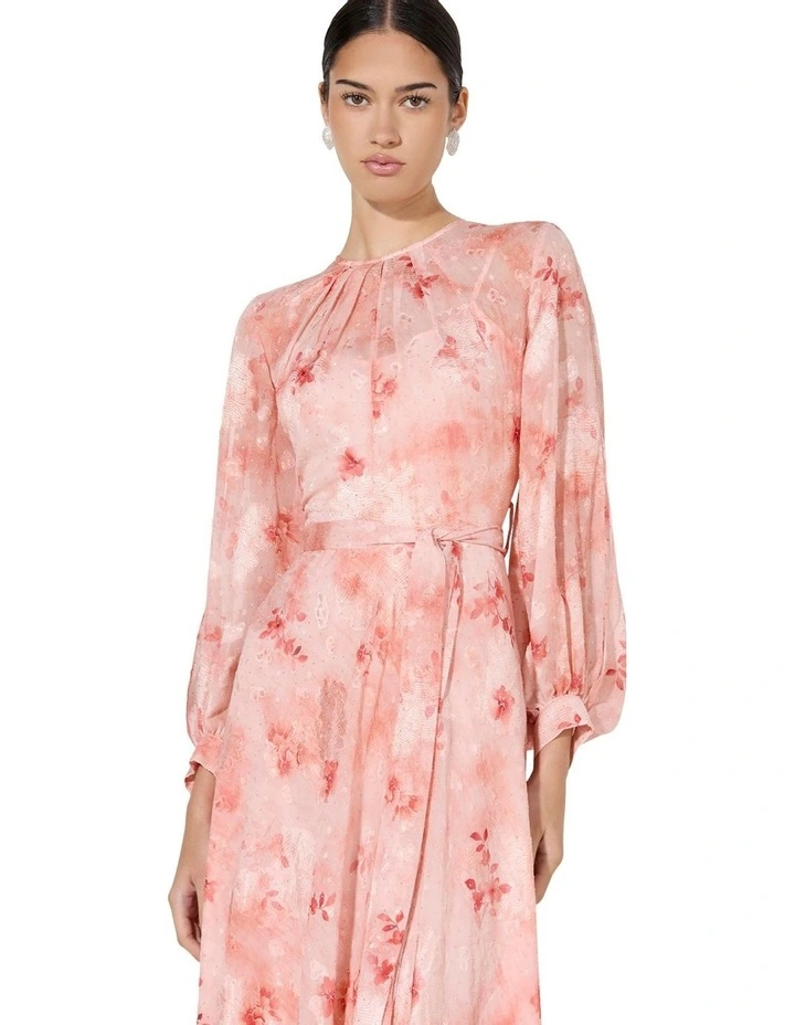 Keira Printed Maxi Dress in Coral image 3
