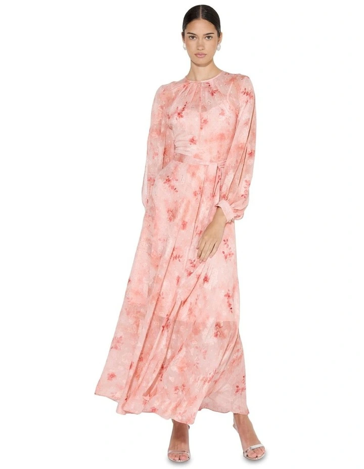 Keira Printed Maxi Dress in Coral image 4