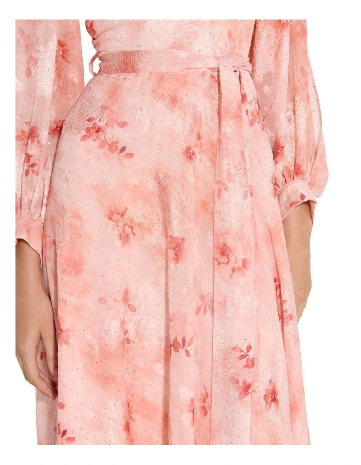 Keira Printed Maxi Dress in Coral image 5