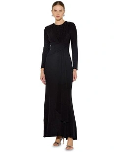Zoe Metallic Knit Gown in Black