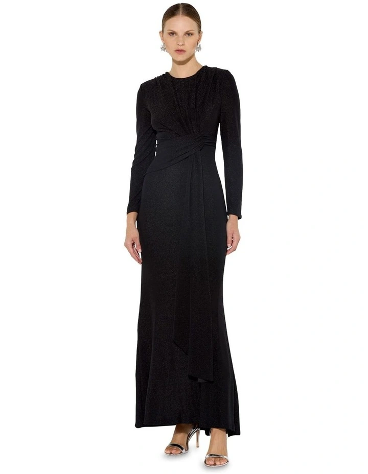 Zoe Metallic Knit Gown in Black image 1