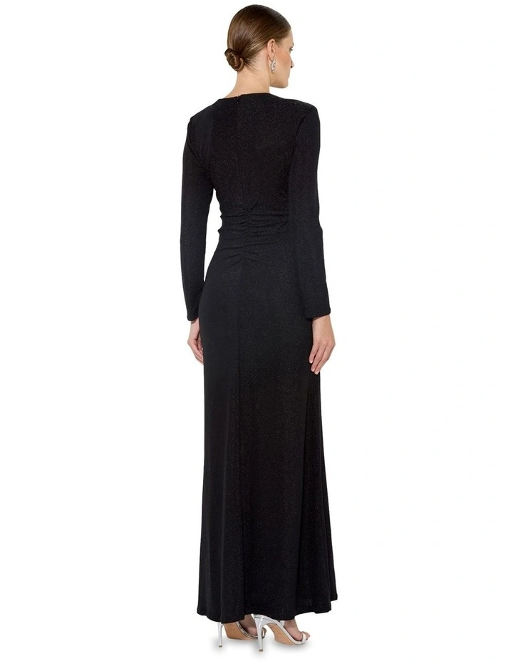 Zoe Metallic Knit Gown in Black image 2