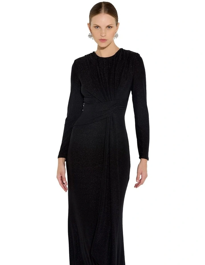 Zoe Metallic Knit Gown in Black image 3