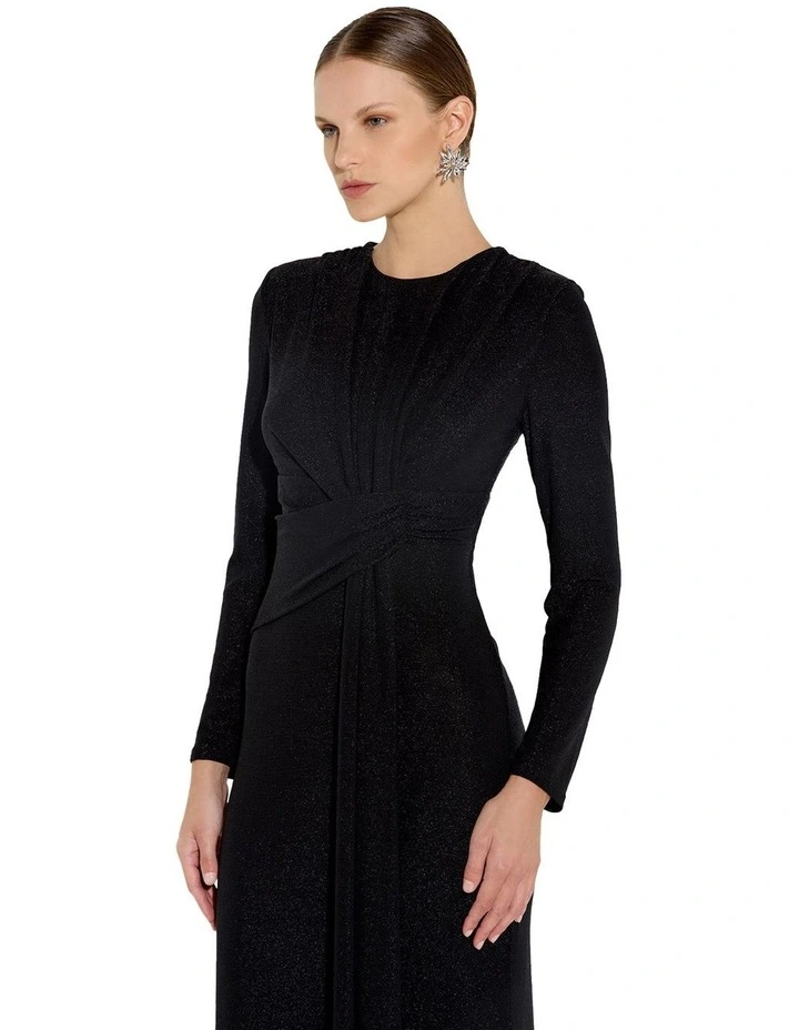 Zoe Metallic Knit Gown in Black image 4