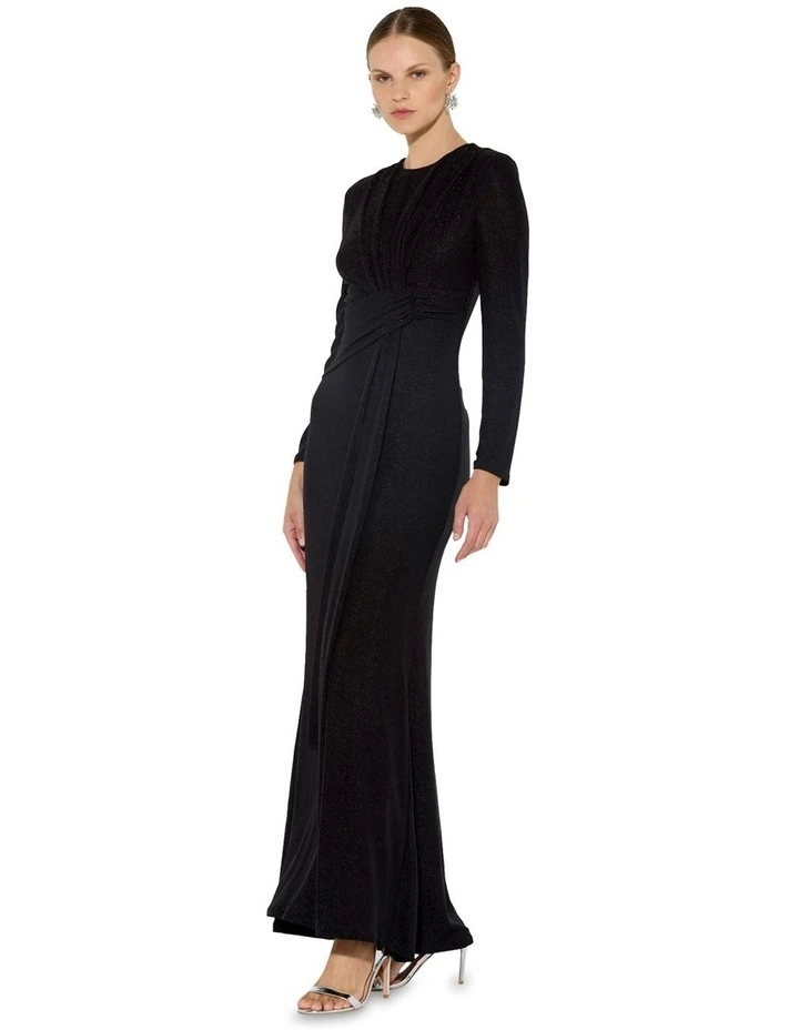 Zoe Metallic Knit Gown in Black image 5