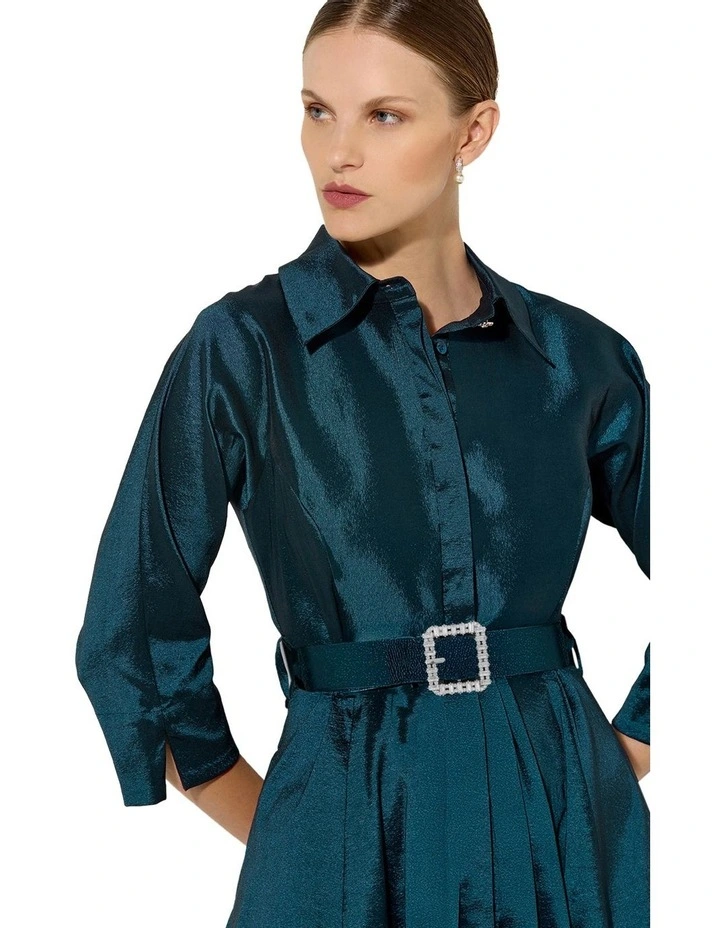 Baci Shirt Dress in Petrol image 3