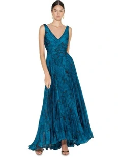 Eden Printed Maxi Dress in Blue