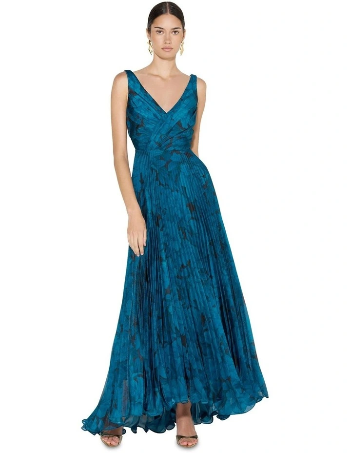 Eden Printed Maxi Dress in Blue image 1