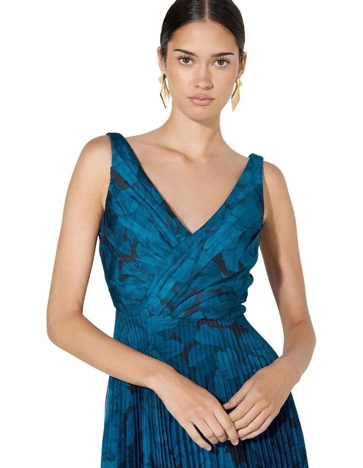 Eden Printed Maxi Dress in Blue image 3