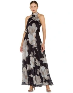 Florian Printed Maxi Dress in Brown