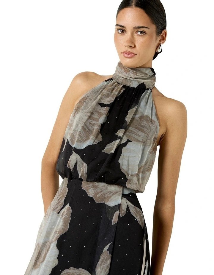 Florian Printed Maxi Dress in Brown image 3