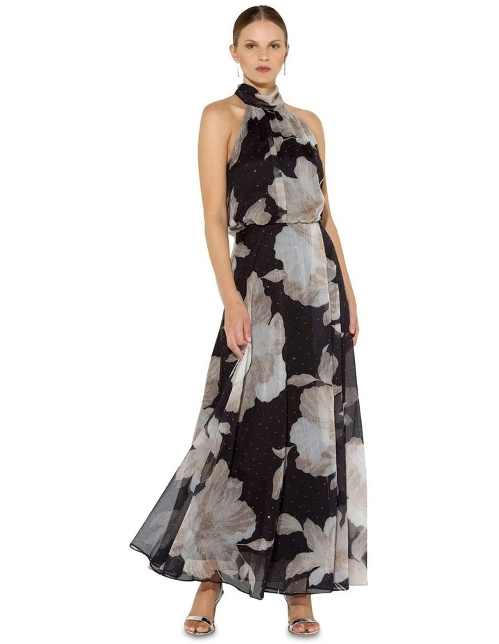 Florian Printed Maxi Dress in Brown image 3