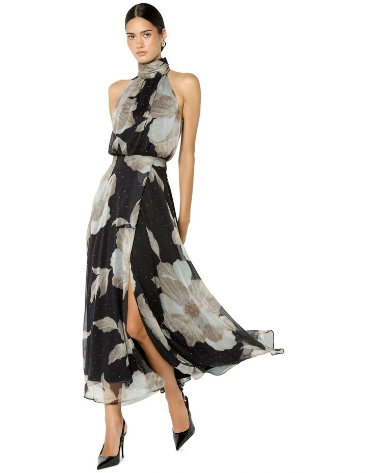Florian Printed Maxi Dress in Brown image 5