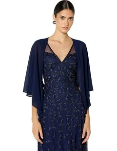 Twiggy Chiffon Wrap in Navy