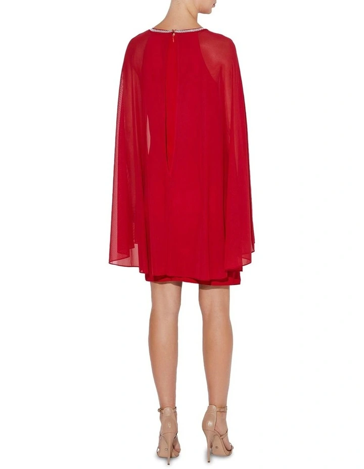 Erica Cape Dress in Red image 4