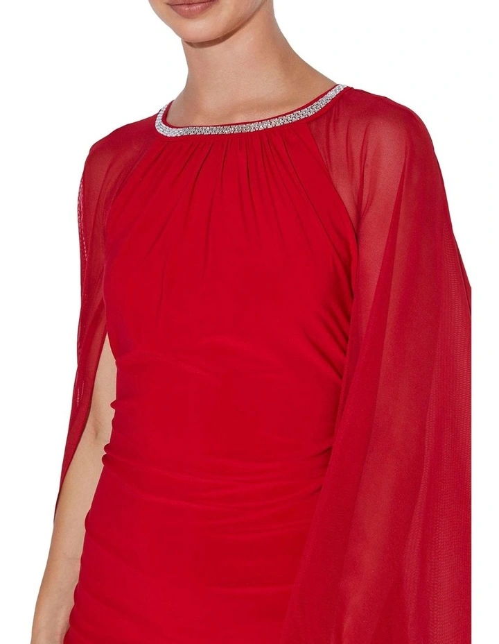 Erica Cape Dress in Red image 5