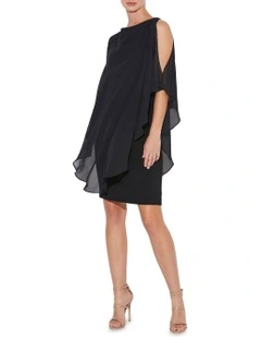 Trixie Chiffon Overlay Dress in Black