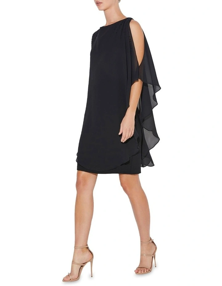 Trixie Chiffon Overlay Dress in Black image 2