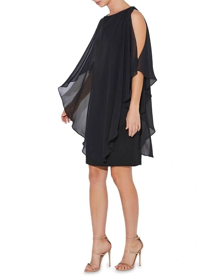 Trixie Chiffon Overlay Dress in Black image 3