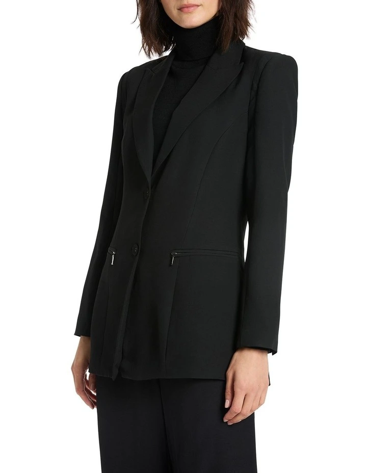 Alida Crepe Blazer in Black image 1