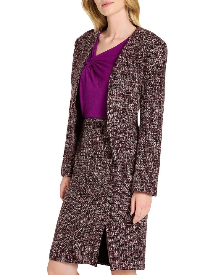 Lylo Tweed Cropped Jacket in Plum/Black image 3