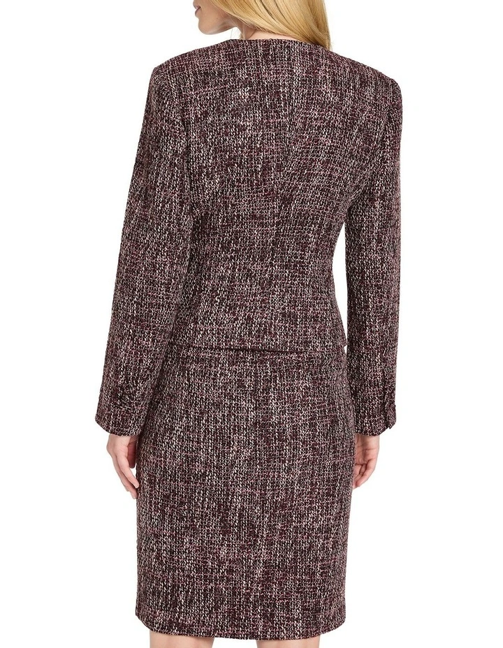 Lylo Tweed Cropped Jacket in Plum/Black image 4