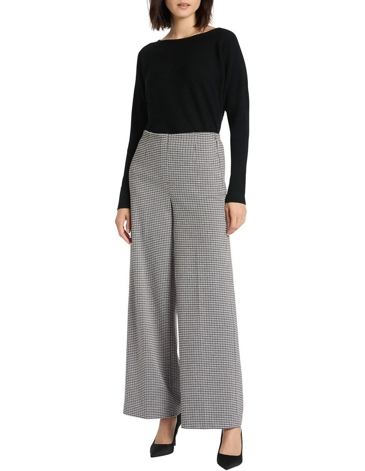 Diaz Straight Ponte Pant in Ivory/Black image 2