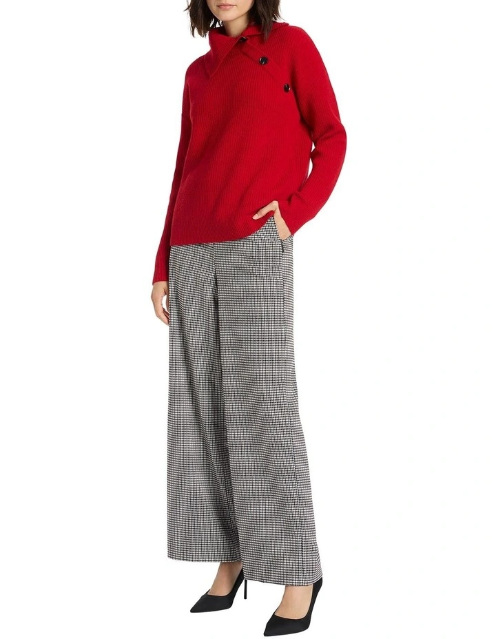 David Lawrence Esna Asymmetric Neck Knit in Cranberry MYER