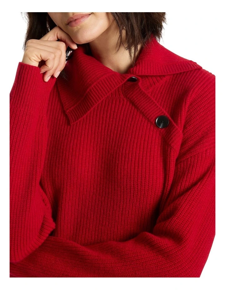 Esna Asymmetric Neck Knit in Cranberry image 3