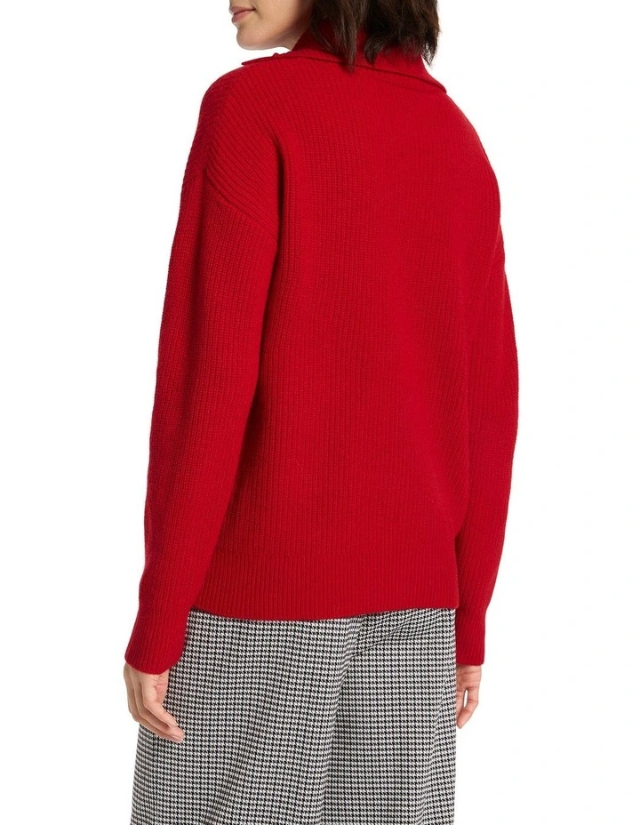 David Lawrence Esna Asymmetric Neck Knit in Cranberry MYER
