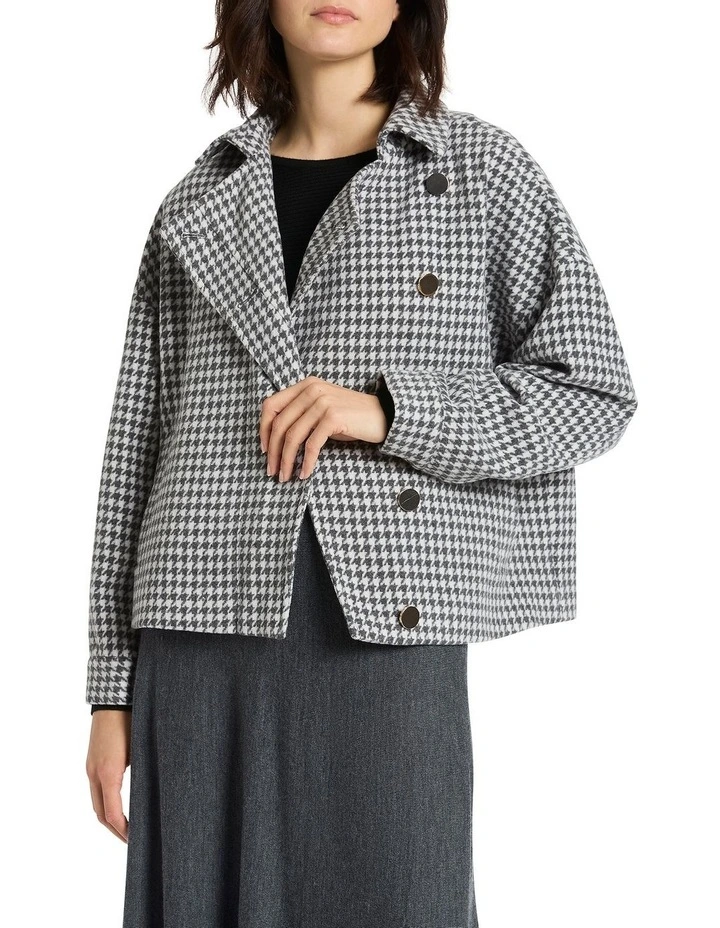 Symi Dogtooth Biker Jacket in Charcoal/White image 1