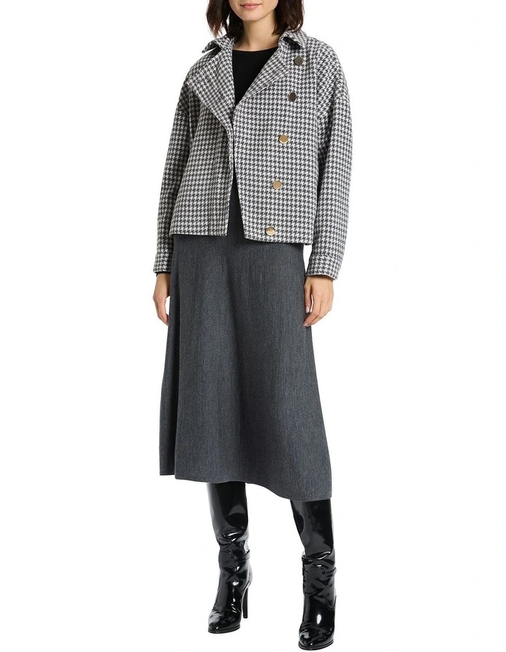 Symi Dogtooth Biker Jacket in Charcoal/White image 2