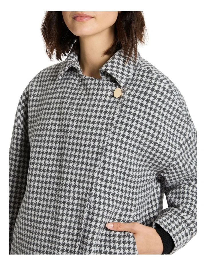 Symi Dogtooth Biker Jacket in Charcoal/White image 3