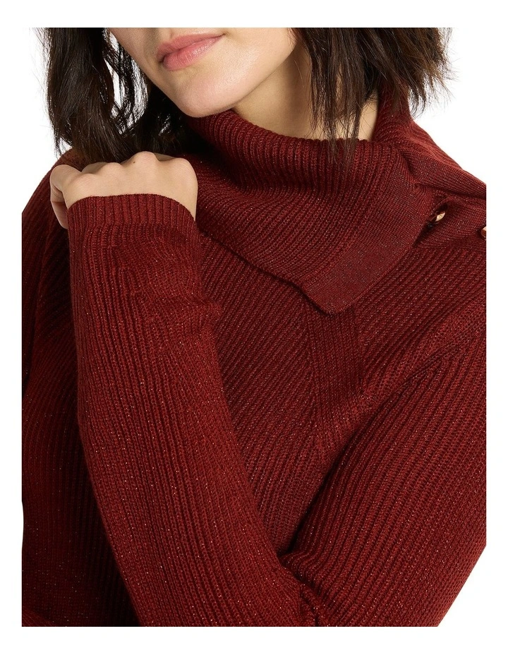 Ines Collared Wool Knit in Currant Sparkle image 3
