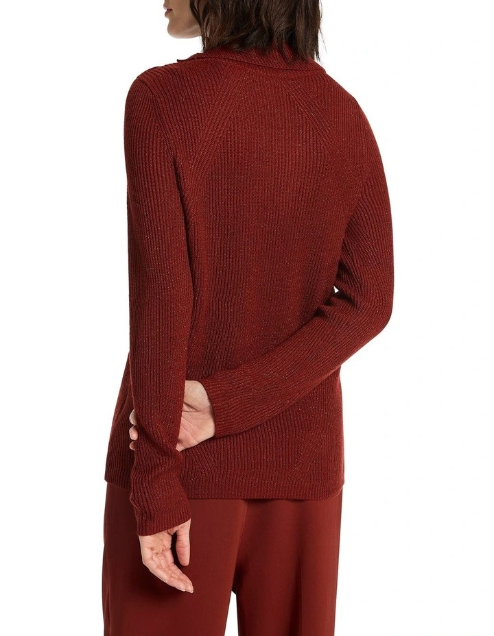 Ines Collared Wool Knit in Currant Sparkle image 4