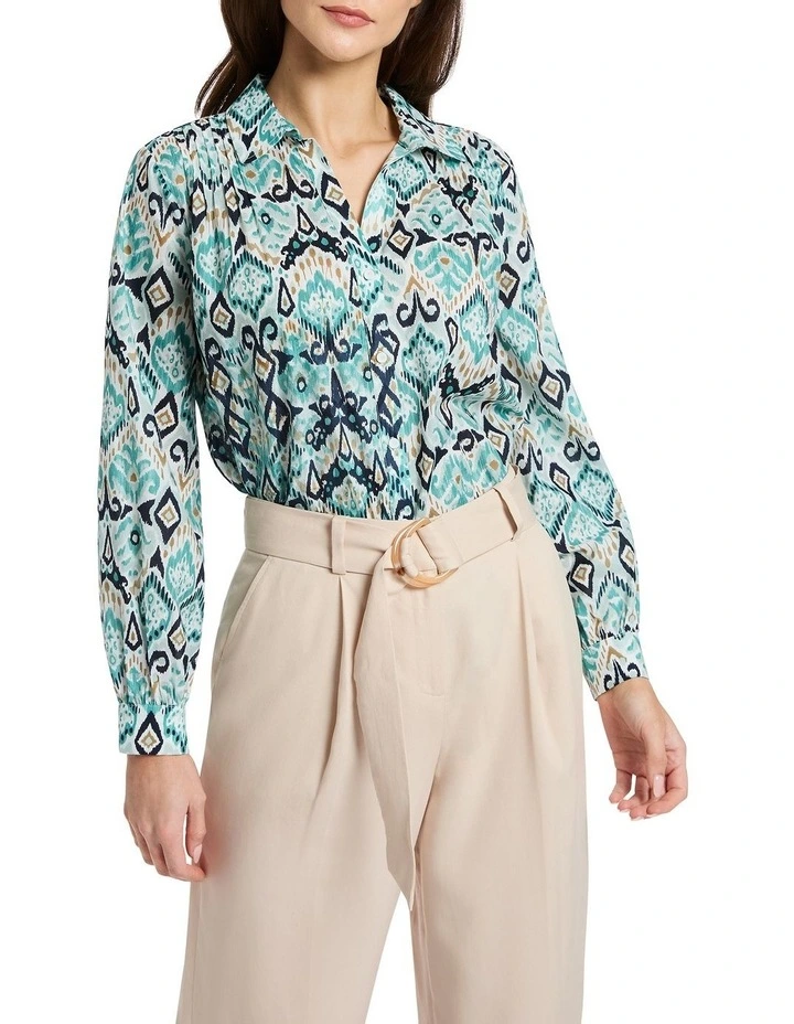 Ramona Cotton Blouse in Mint Multi image 1