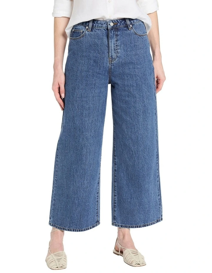 Jude Wide Leg Crop Jeans in Flat Marine image 1