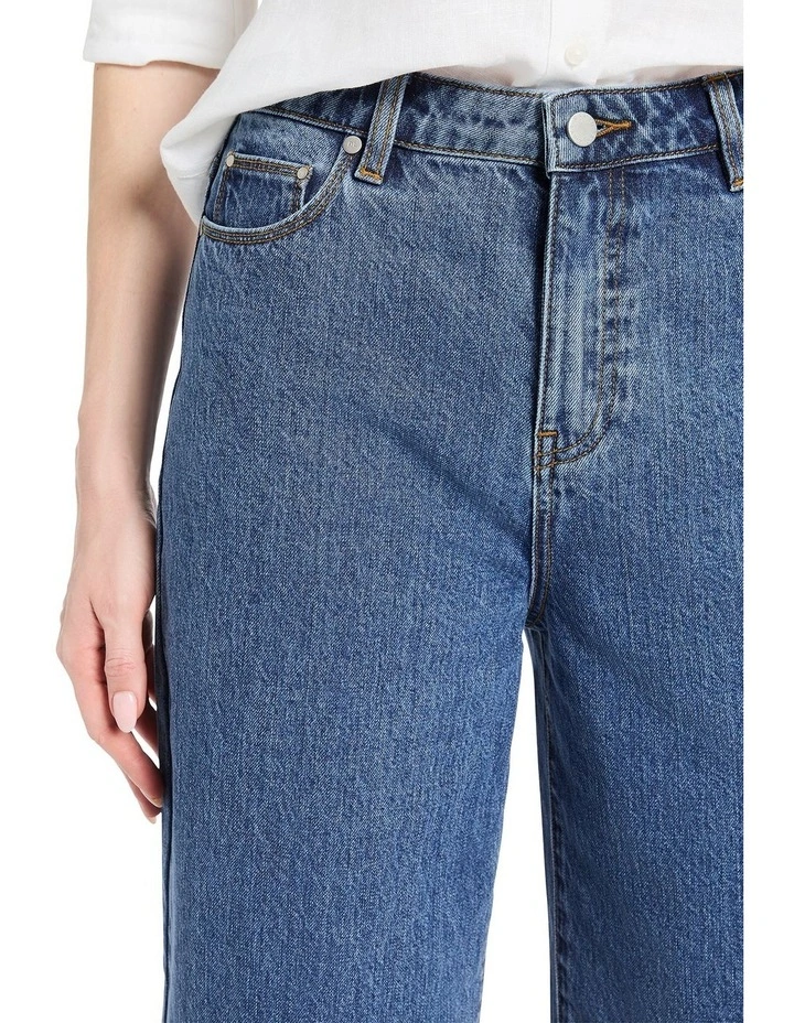 Jude Wide Leg Crop Jeans in Flat Marine image 3