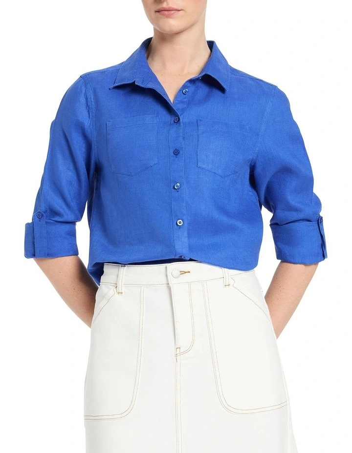 Everly Linen Shirt in Cameo Blue image 1