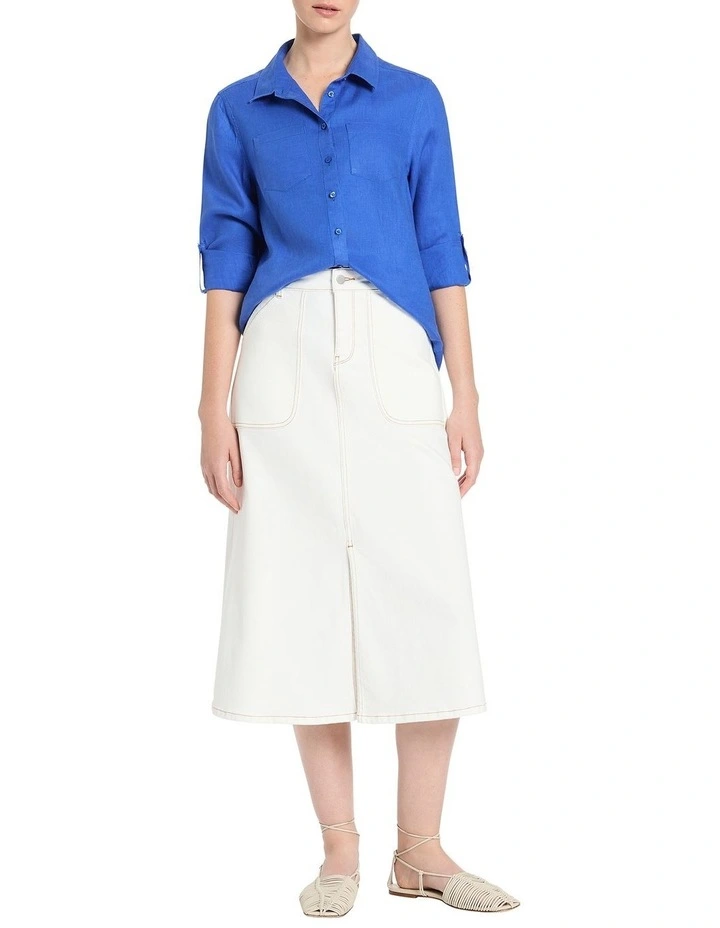 Everly Linen Shirt in Cameo Blue image 2