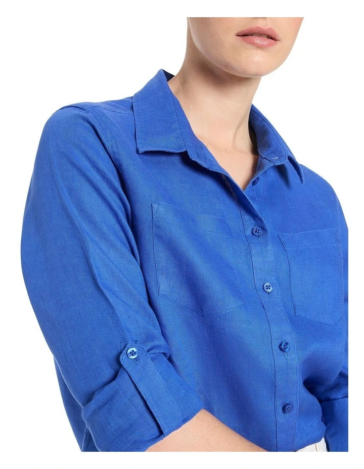 Everly Linen Shirt in Cameo Blue image 3