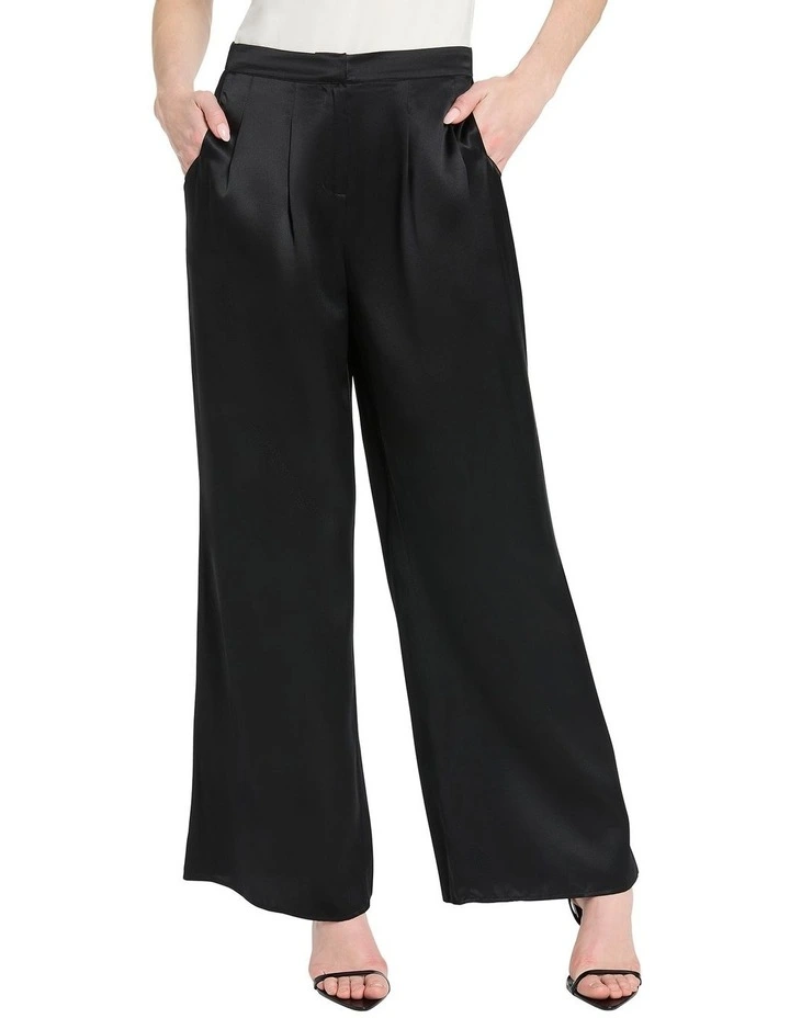 Archie Silk Palazzo Pant in Black image 1